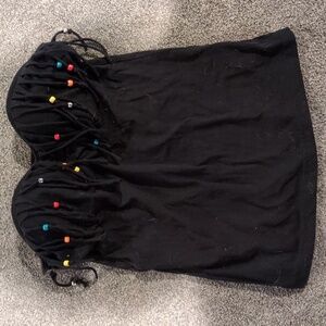Black Strapless Top with Colorful Beads